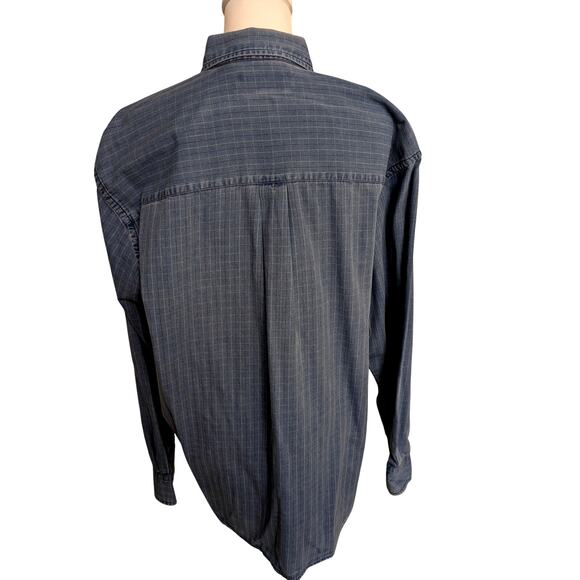 Perry Ellis America Men's Vintage Cotton Denim Red White Pin Stripe Large - Picture 6 of 6